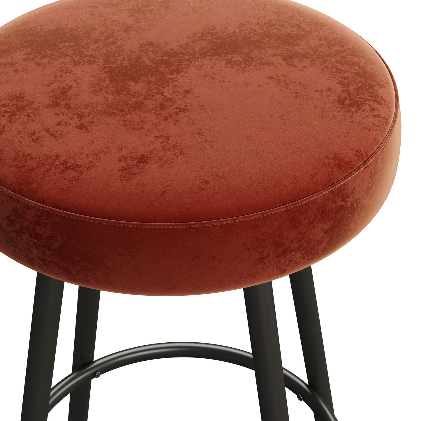 Modern Glam Upholstered Faux Velvet Bar Stool – Rust