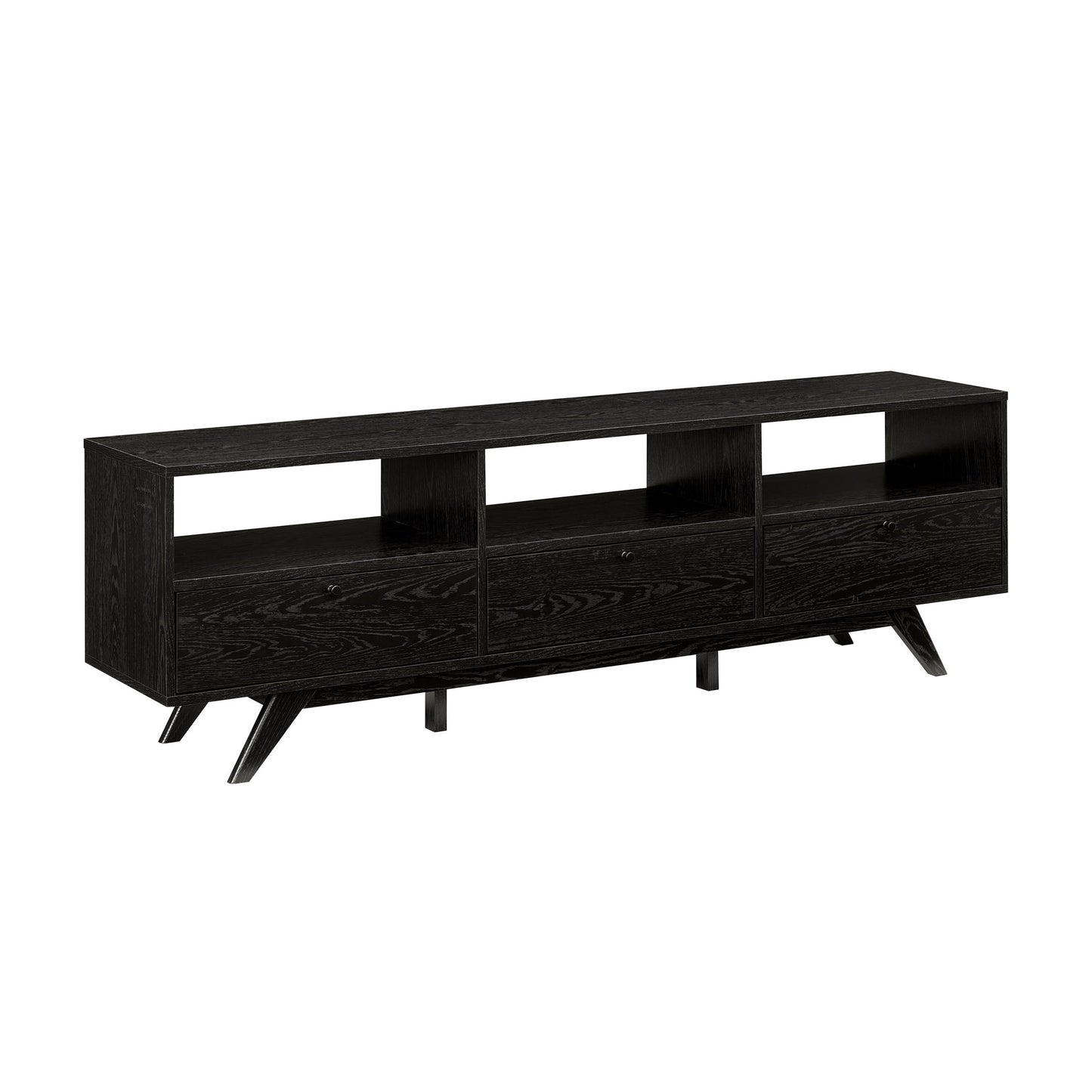 Modern Scandi 3-Door Low Profile TV Stand for TVs up to 80 Inches – Black