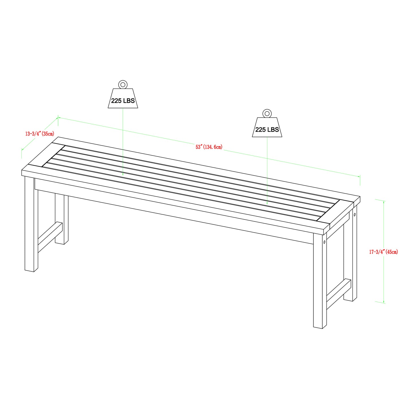 Modern Slat-Top Solid Wood Patio Bench - Dark Brown