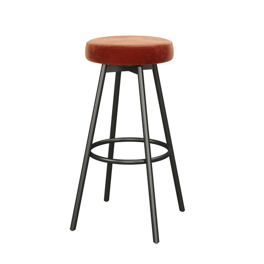 Modern Glam Upholstered Faux Velvet Bar Stool – Rust