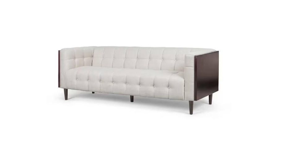 Penman 89.75 in. Beige and Brown Polyester 3-Seats Sofa